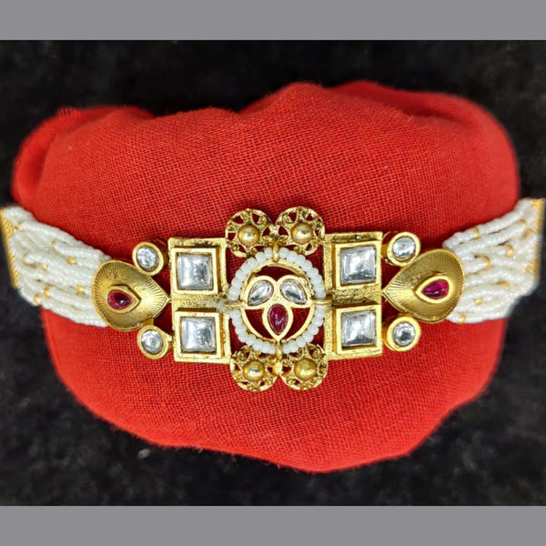 Kavita Art Gold Plated Pota Stone And Pearl Bracelet