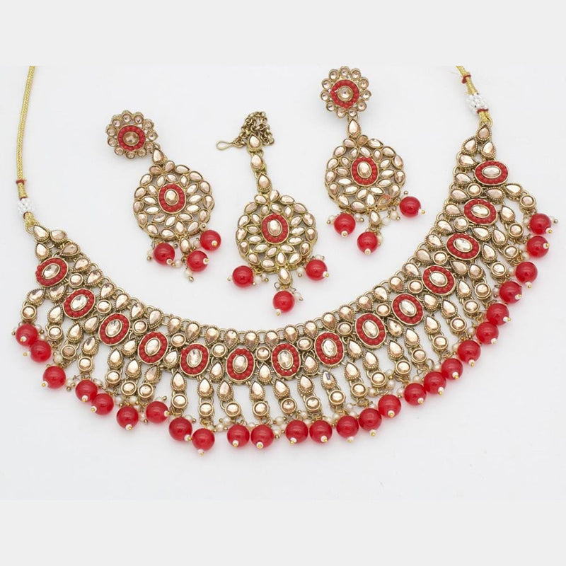 Kavita Art Gold Plated Crystal Stone And Pearl Necklace Set