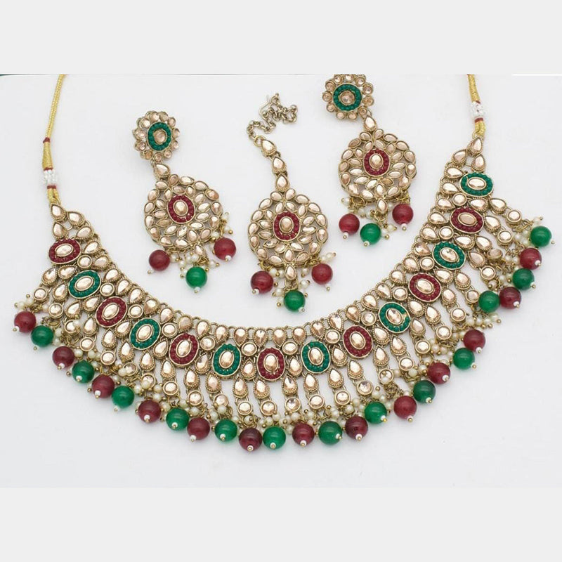 Kavita Art Gold Plated Crystal Stone And Pearl Necklace Set