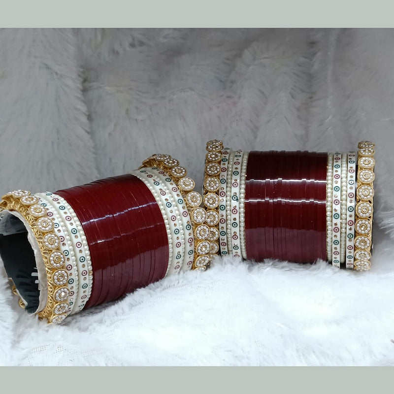 Kavita Art Gold Plated Austrian Stone Acrylic Bridal Bangle Set