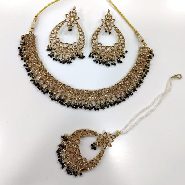 Kavita Art Gold Plated Crystal Stone And Pearl Necklace Set