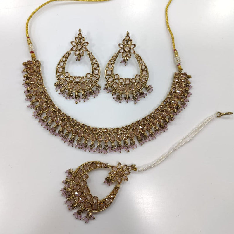 Kavita Art Gold Plated Crystal Stone And Pearl Necklace Set