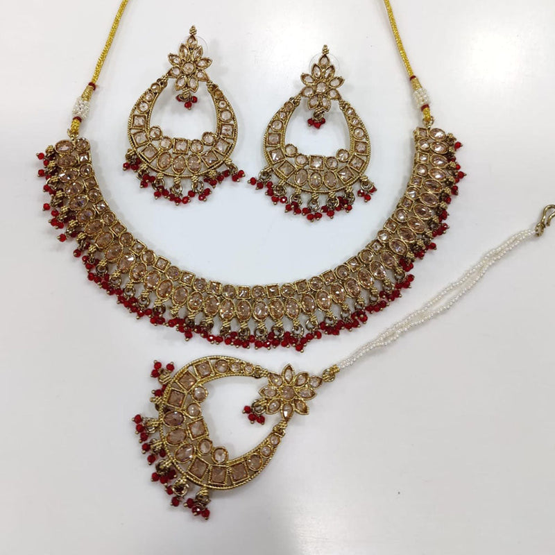 Kavita Art Gold Plated Crystal Stone And Pearl Necklace Set