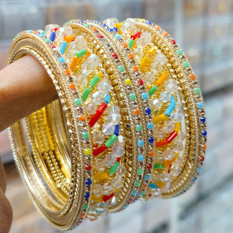 Kavita Art Gold Plated Austrian Stone And Pearls Bangles Set