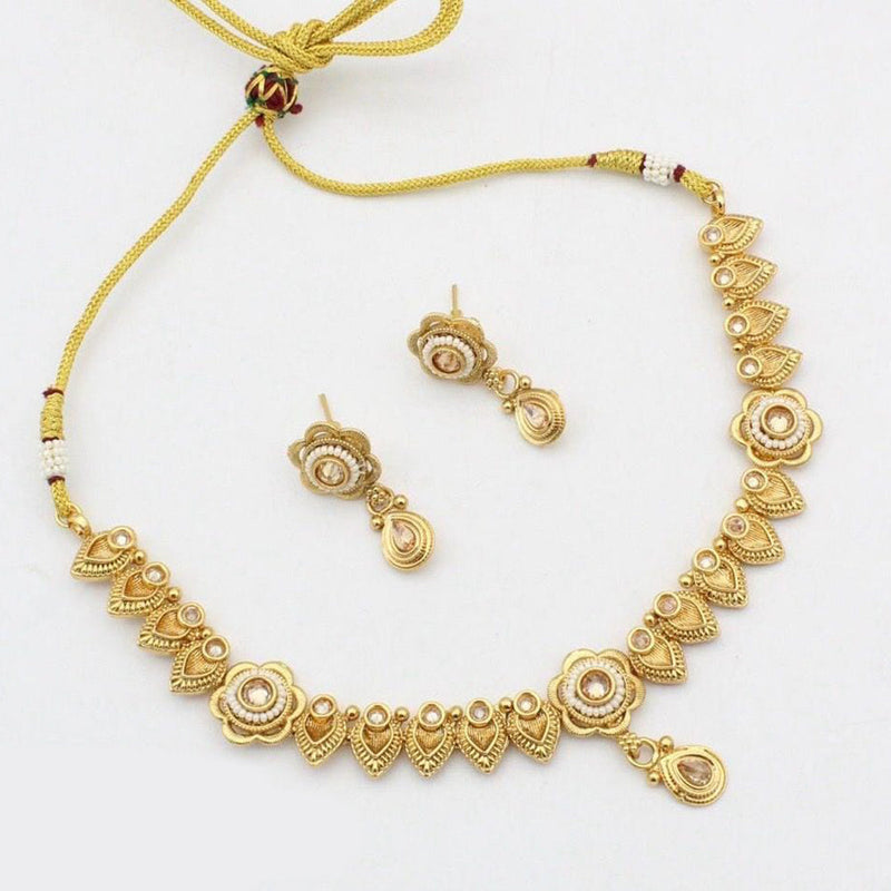 Kavita Art Gold Plated Pota Stone Necklace Set