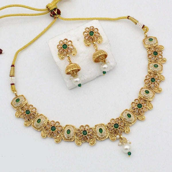 Kavita Art Gold Plated Pota Stone Necklace Set