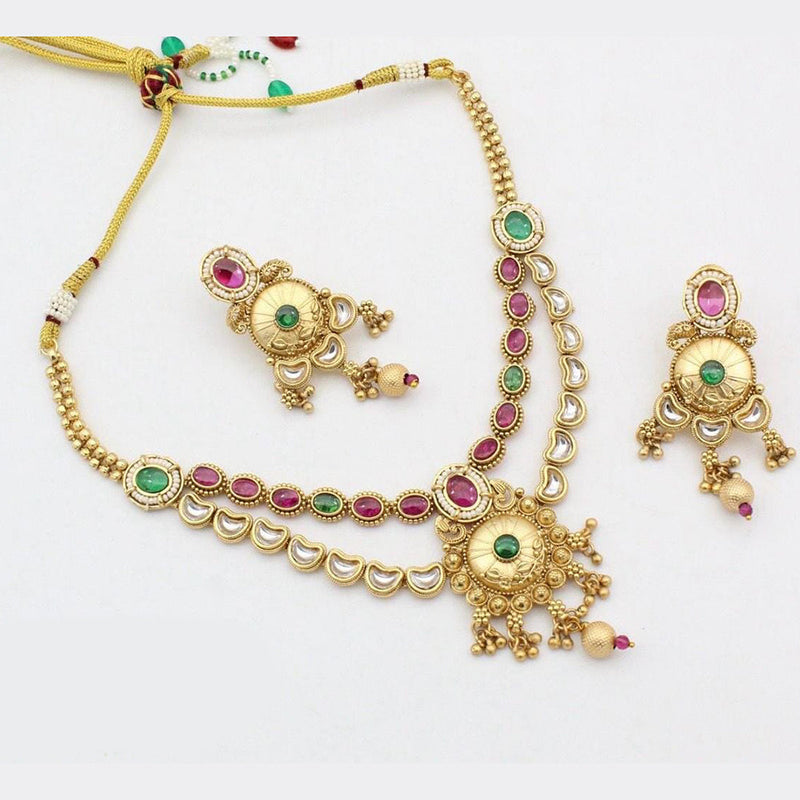 Kavita Art Gold Plated Kundan Stone And Pearls Necklace Set