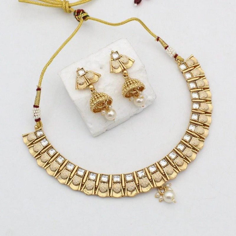 Kavita Art Gold Plated Crystal Stone And Pearls Necklace Set