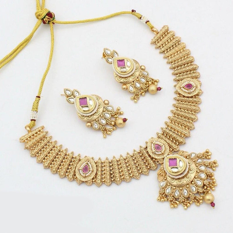 Kavita Art Gold Plated Kundan Stone And Pearls Necklace Set