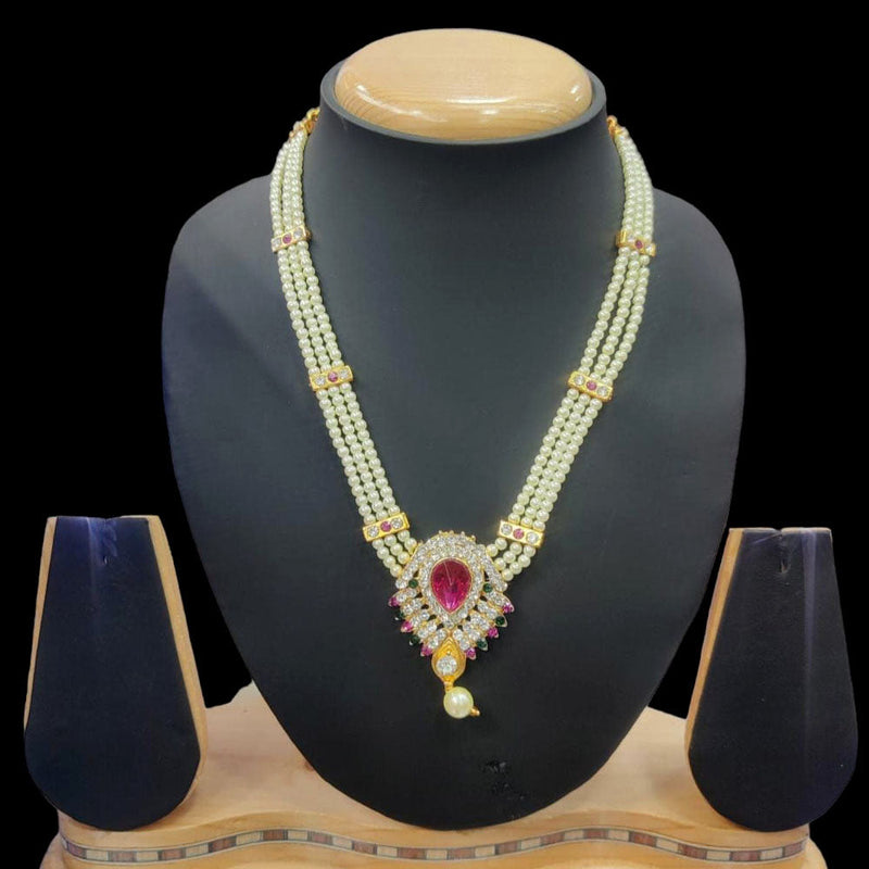 Kavita Art Gold Plated Austrian Stone And Pearls Necklace Set