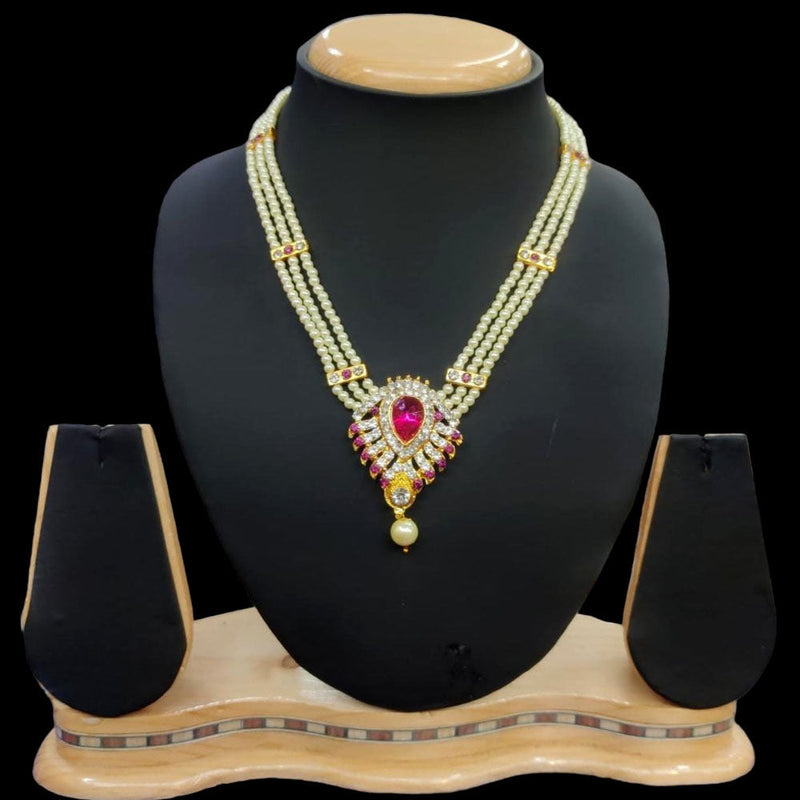 Kavita Art Gold Plated Austrian Stone And Pearls Necklace Set