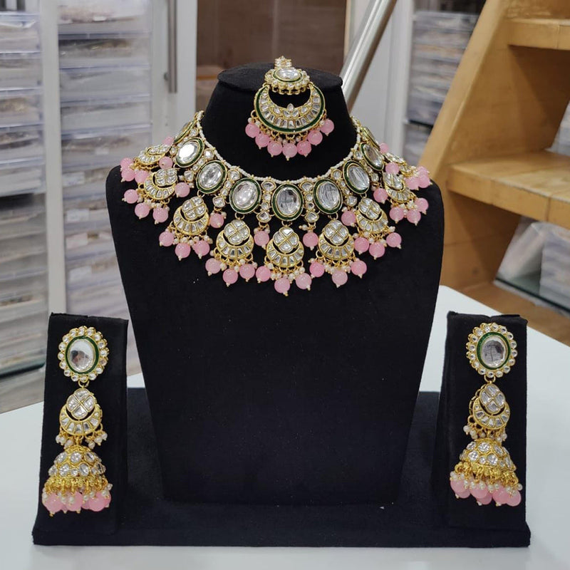 Kavita Art Gold Plated Kundan Stone And Pearl Choker Necklace Set