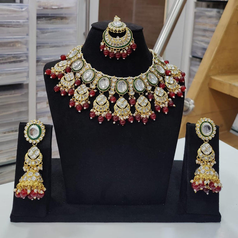 Kavita Art Gold Plated Kundan Stone And Pearl Choker Necklace Set