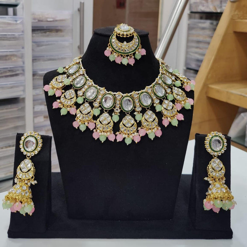 Kavita Art Gold Plated Kundan Stone And Pearl Choker Necklace Set