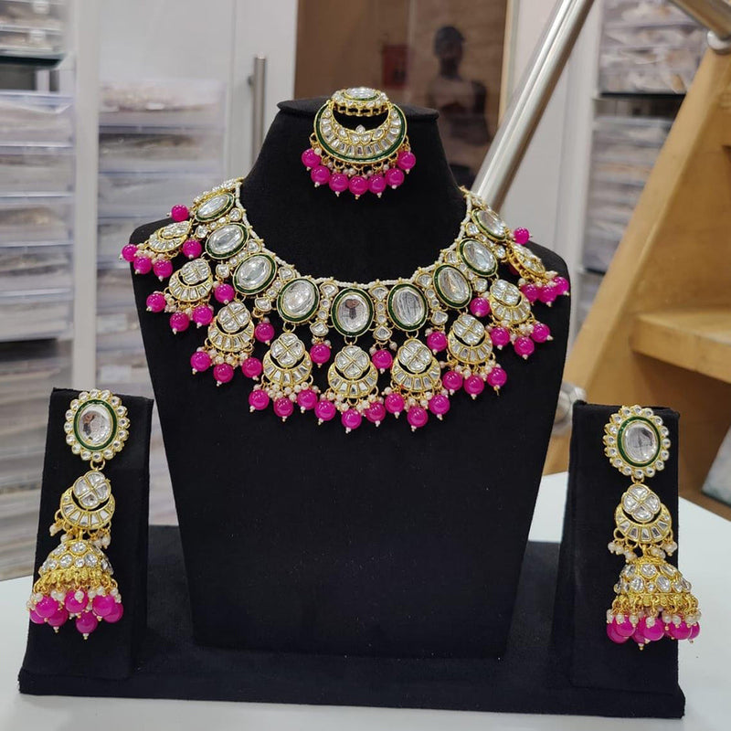 Kavita Art Gold Plated Kundan Stone And Pearl Choker Necklace Set