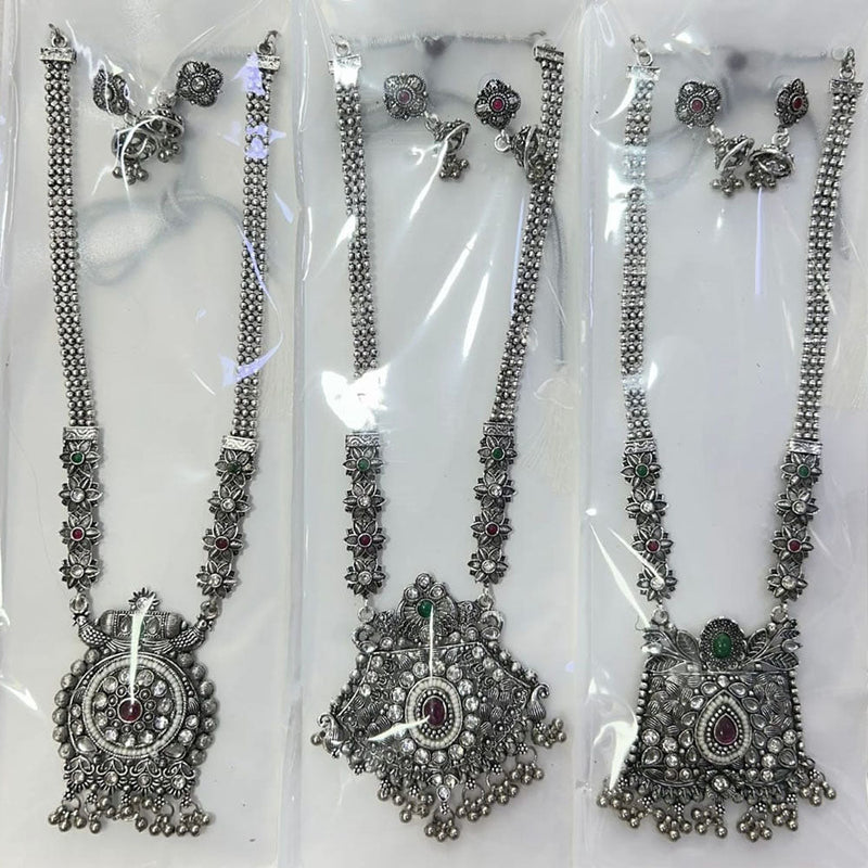 Kavita Art Oxidised Plated Pota Stone Necklace Set ( Assorted Design Piece -1)