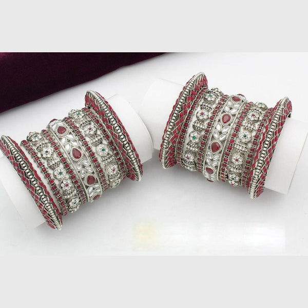 Kavita Art Oxidised Plated Pota Stone Bangles Set