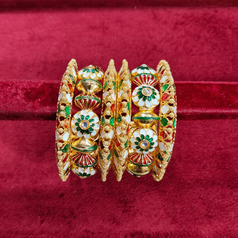 Kavita Art Gold Plated Kundan Stone And Meenakari Bangles Set