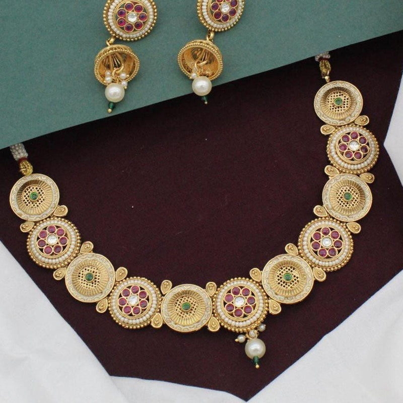 Kavita Art Gold Plated Kundan Stone Choker Necklace Set