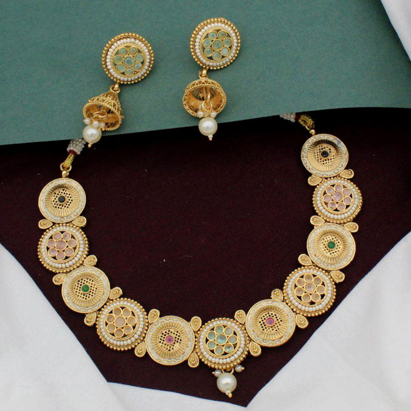 Kavita Art Gold Plated Kundan Stone Choker Necklace Set