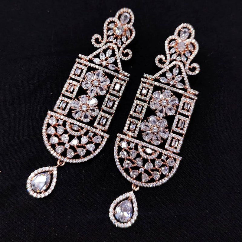 Kavita Art Rose Gold  Plated Ad Stone Dangler Earrings