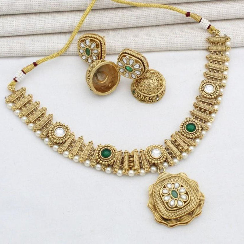 Kavita Art Gold Plated Pota Stone Necklace Set