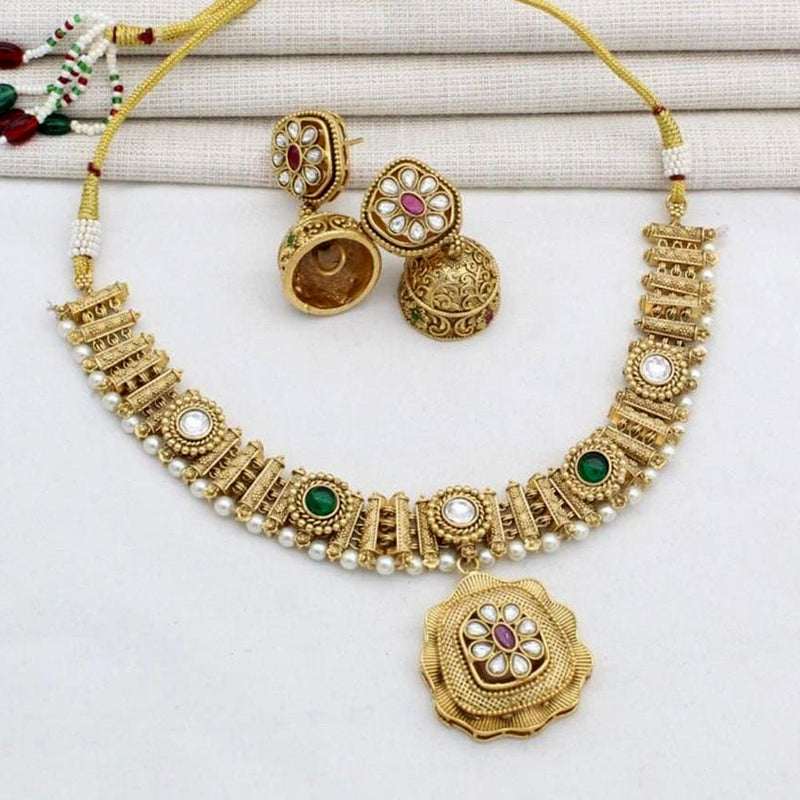 Kavita Art Gold Plated Pota Stone Necklace Set