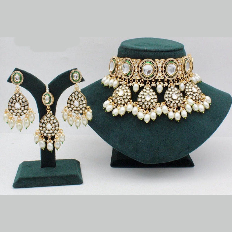 Kavita Art Gold Plated Kundan Stone And Meenakari Necklace Set