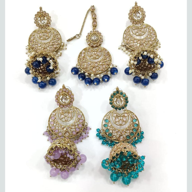 Kavita Art Gold Plated Dangler Earrings With Mangtikka (1 Piece Only)