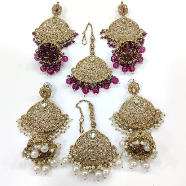 Kavita Art Gold Plated Dangler Earrings With Mangtikka (1 Piece Only)