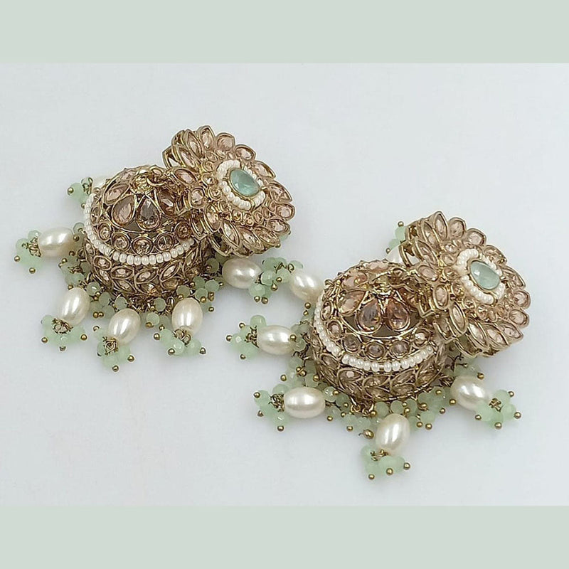 Kavita Art Gold Plated Crystal Stone And Pearl Jhumki  Earrings