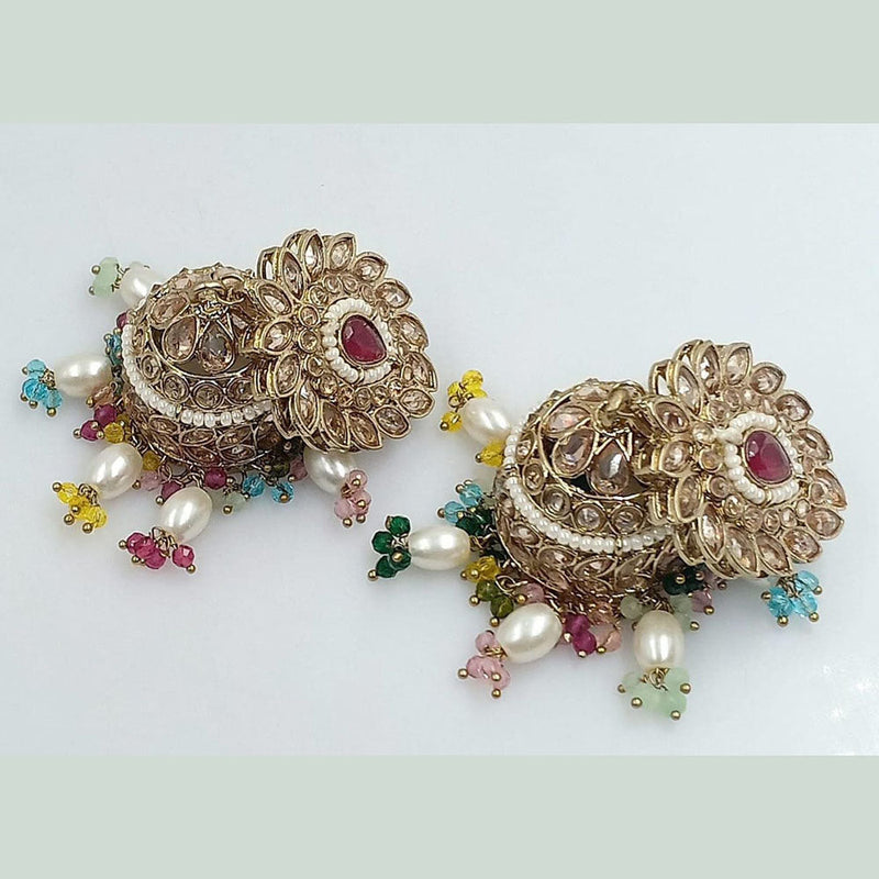 Kavita Art Gold Plated Crystal Stone And Pearl Jhumki  Earrings