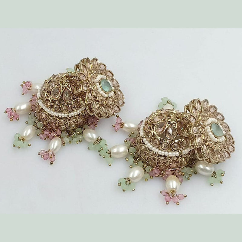 Kavita Art Gold Plated Crystal Stone And Pearl Jhumki  Earrings