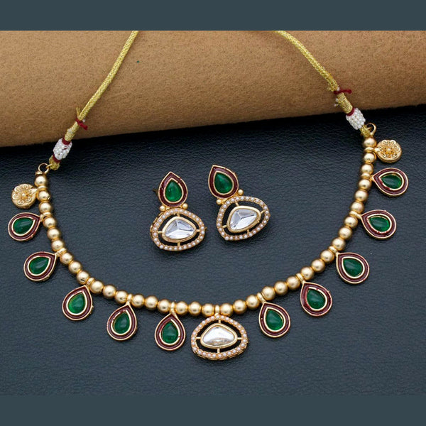 Kavita Art Gold Plated Kundan Stone And Pearls Necklace Set