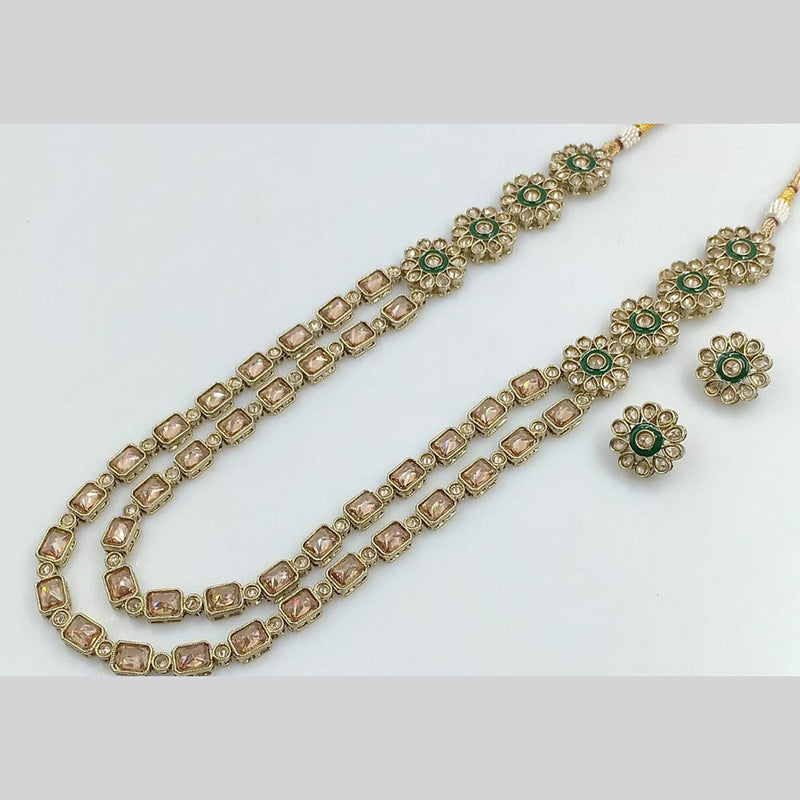 Kavita Art Gold Plated Crystal Stone Long Necklace Set