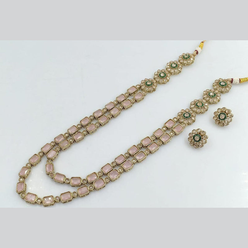 Kavita Art Gold Plated Crystal Stone Long Necklace Set