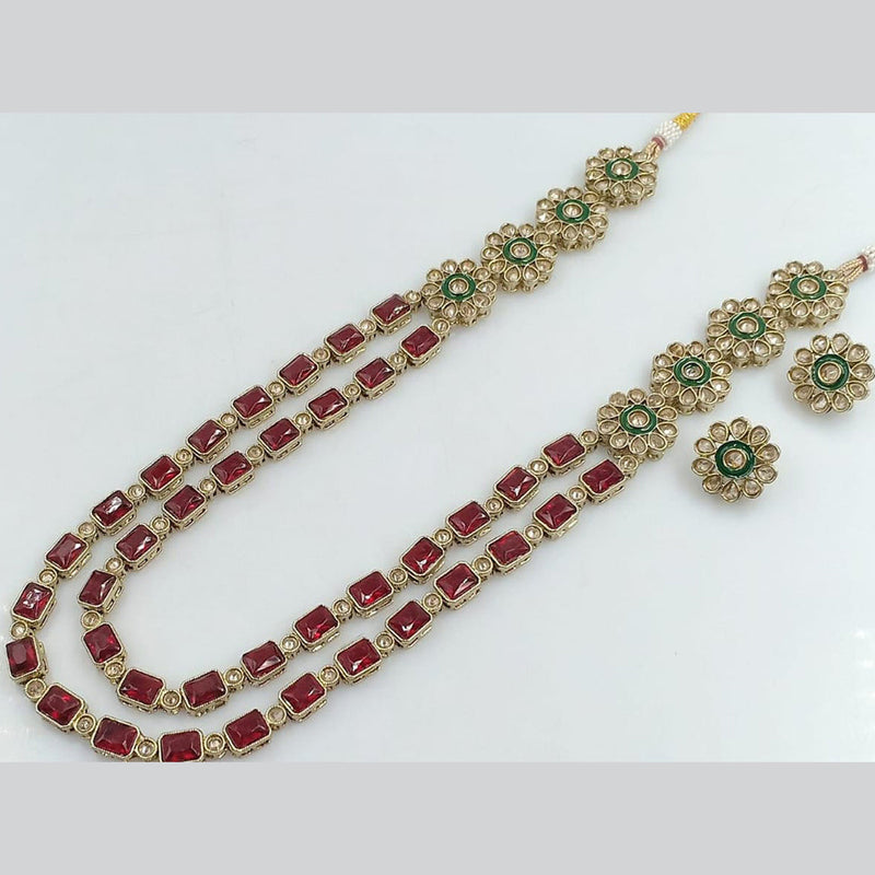 Kavita Art Gold Plated Crystal Stone Long Necklace Set