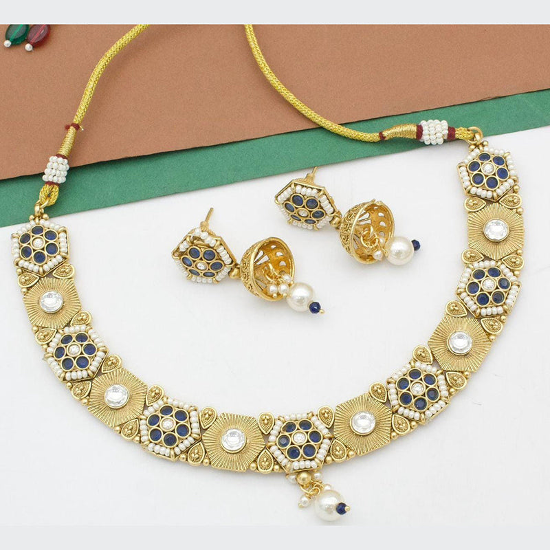 Kavita Art Gold Plated Kundan Stone And Pearls Necklace Set