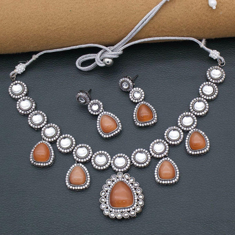 Kavita Art Silver Plated Kundan Stone Necklace Set