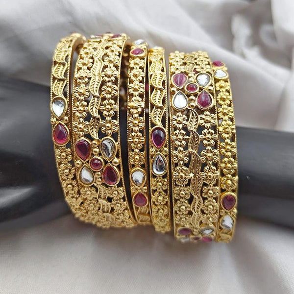 Kavita Art Gold Plated Kundan Stone Bangles Set