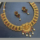 Kavita Art Gold Plated Pota Stone And Temple Necklace Set