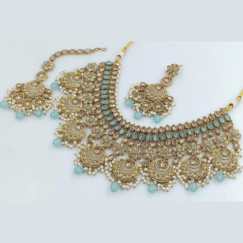 Kavita Art Gold Plated Crystal Stone And Pearls Necklace Set