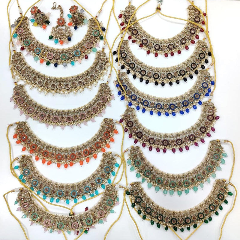 Kavita Art Gold Plated Crystal Stone And Pearls Necklace Set