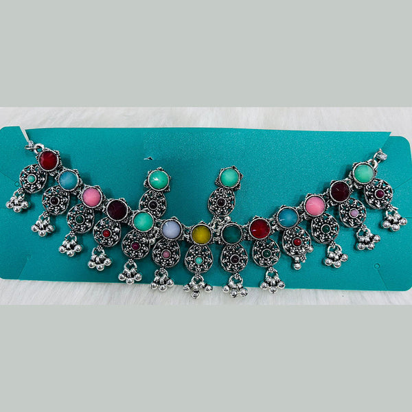 Kavita Art Oxidised Plated Crystal Stone Necklace Set