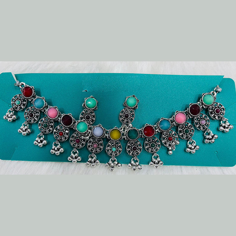 Kavita Art Oxidised Plated Crystal Stone Necklace Set