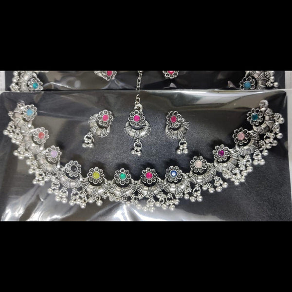 Kavita Art Oxidised Plated Crystal Stone Necklace Set