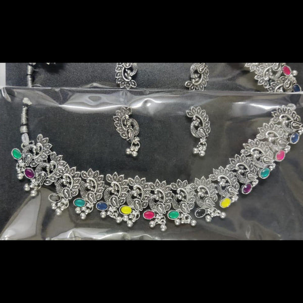 Kavita Art Oxidised Plated Crystal Stone Necklace Set