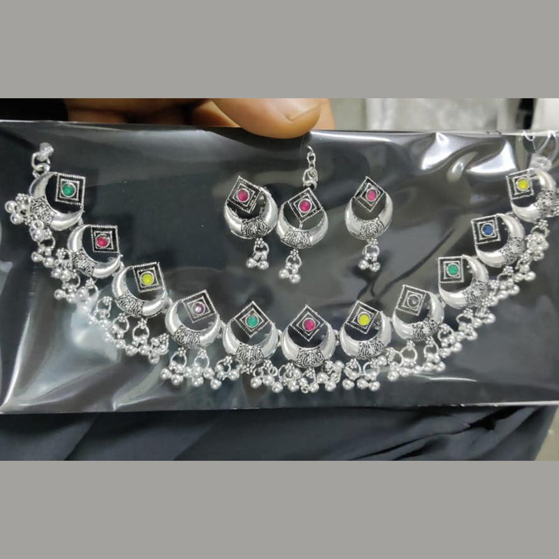 Kavita Art Oxidised Plated Crystal Stone Necklace Set