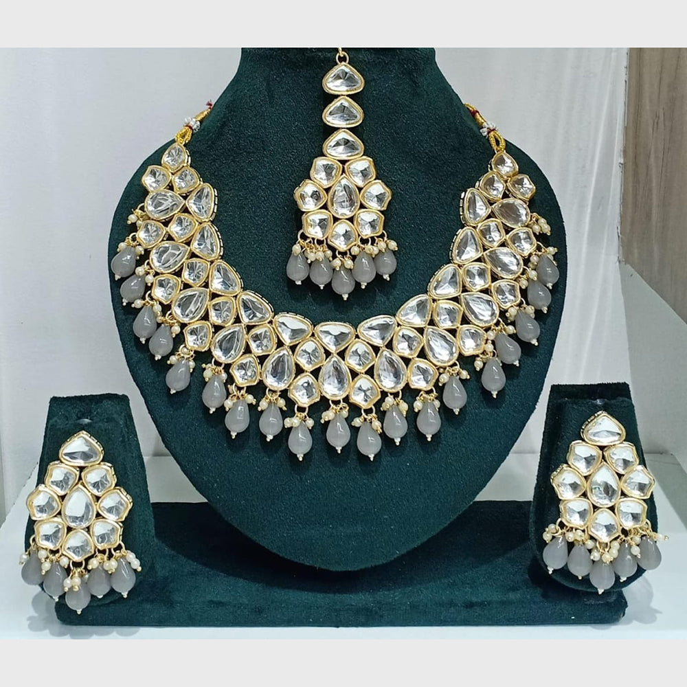 Kavita Art Gold Plated Crystal Stone And Pearls Necklace Set