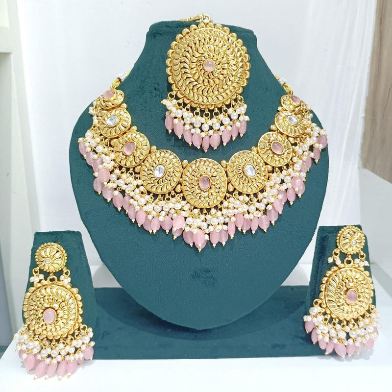 Kavita Art Gold Plated Kundan Stone And Pearls Necklace Set